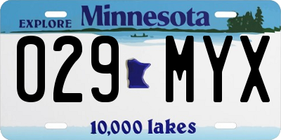 MN license plate 029MYX