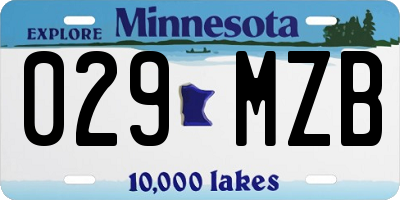 MN license plate 029MZB