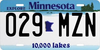 MN license plate 029MZN