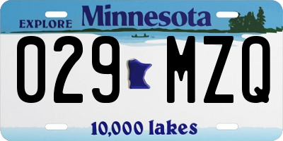 MN license plate 029MZQ