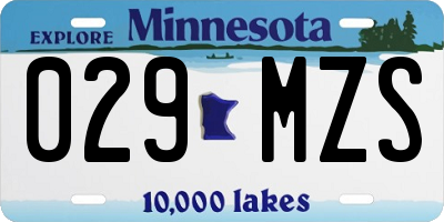 MN license plate 029MZS
