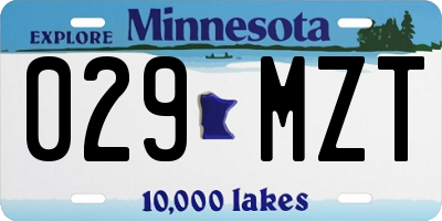 MN license plate 029MZT