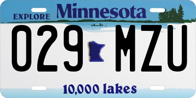 MN license plate 029MZU