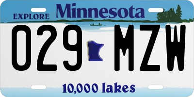 MN license plate 029MZW