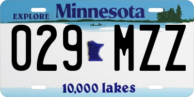 MN license plate 029MZZ