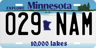 MN license plate 029NAM