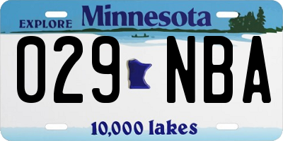 MN license plate 029NBA