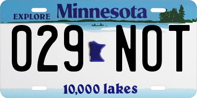 MN license plate 029NOT