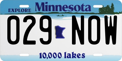 MN license plate 029NOW