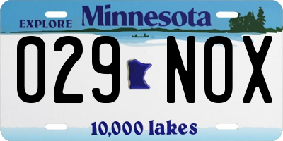 MN license plate 029NOX