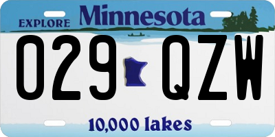 MN license plate 029QZW