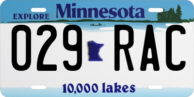 MN license plate 029RAC