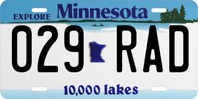 MN license plate 029RAD