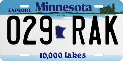 MN license plate 029RAK