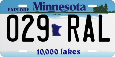 MN license plate 029RAL