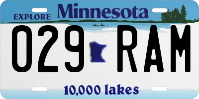 MN license plate 029RAM