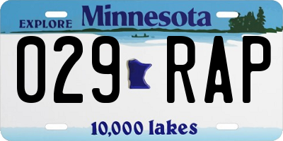 MN license plate 029RAP