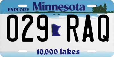 MN license plate 029RAQ