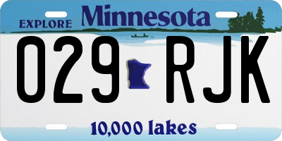 MN license plate 029RJK
