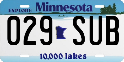 MN license plate 029SUB