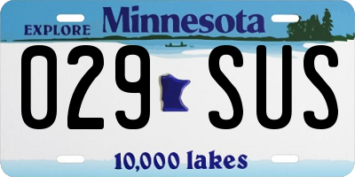 MN license plate 029SUS