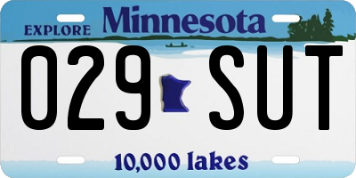 MN license plate 029SUT