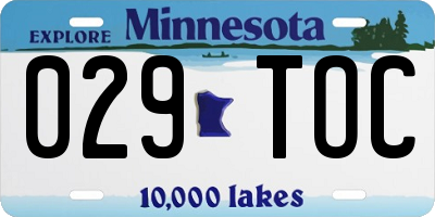MN license plate 029TOC