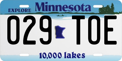 MN license plate 029TOE