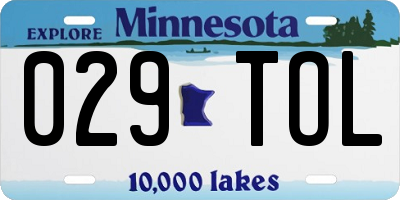 MN license plate 029TOL