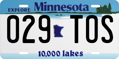 MN license plate 029TOS