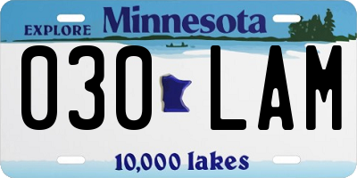 MN license plate 030LAM