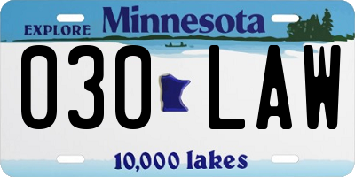 MN license plate 030LAW