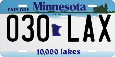 MN license plate 030LAX