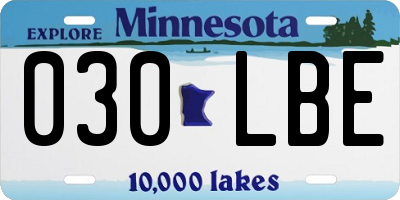MN license plate 030LBE