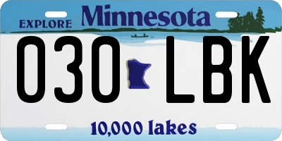 MN license plate 030LBK