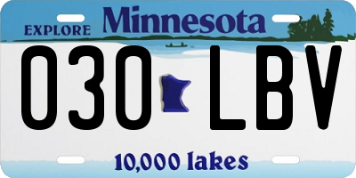 MN license plate 030LBV