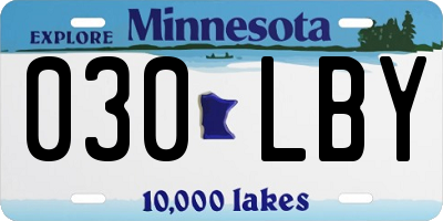 MN license plate 030LBY
