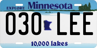 MN license plate 030LEE