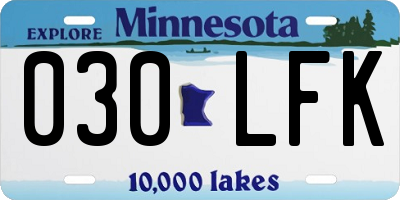 MN license plate 030LFK