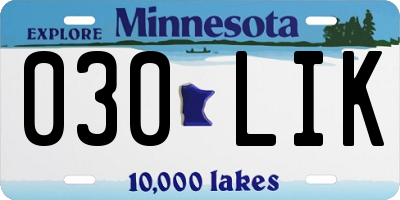 MN license plate 030LIK