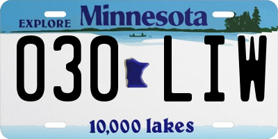 MN license plate 030LIW