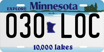 MN license plate 030LOC