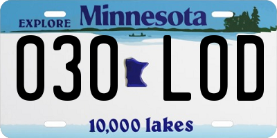 MN license plate 030LOD