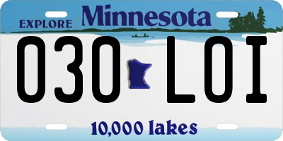 MN license plate 030LOI