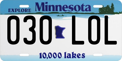 MN license plate 030LOL