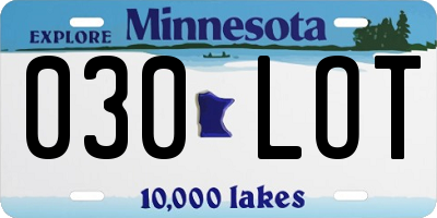 MN license plate 030LOT