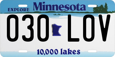 MN license plate 030LOV