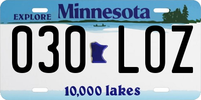 MN license plate 030LOZ