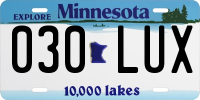 MN license plate 030LUX