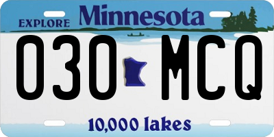 MN license plate 030MCQ